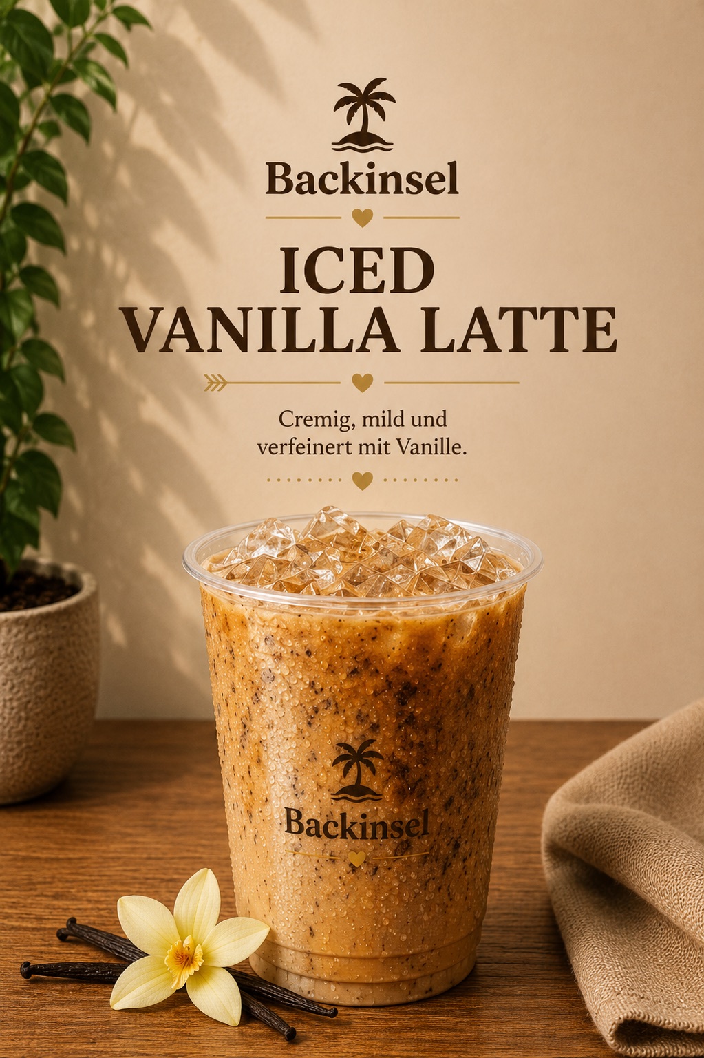 Iced Vanilla Latte — cremig, mild und mit Vanille verfeinert